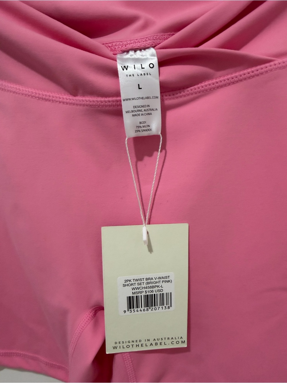 ✨🎀NWT Wilo The Label V-Waist Bike Short in Bright Pink🎀✨ - Picture 6 of 6